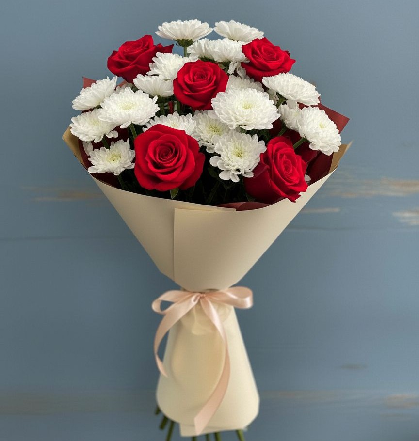 Букет цветов из: Розы и Хризантемы в Чапаевске