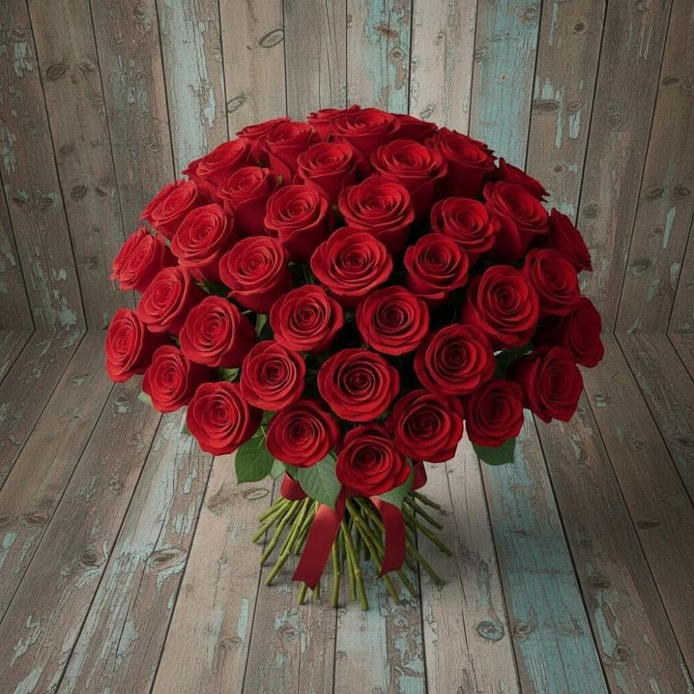 Букет 55 Красных роз Фридом в Чапаевске