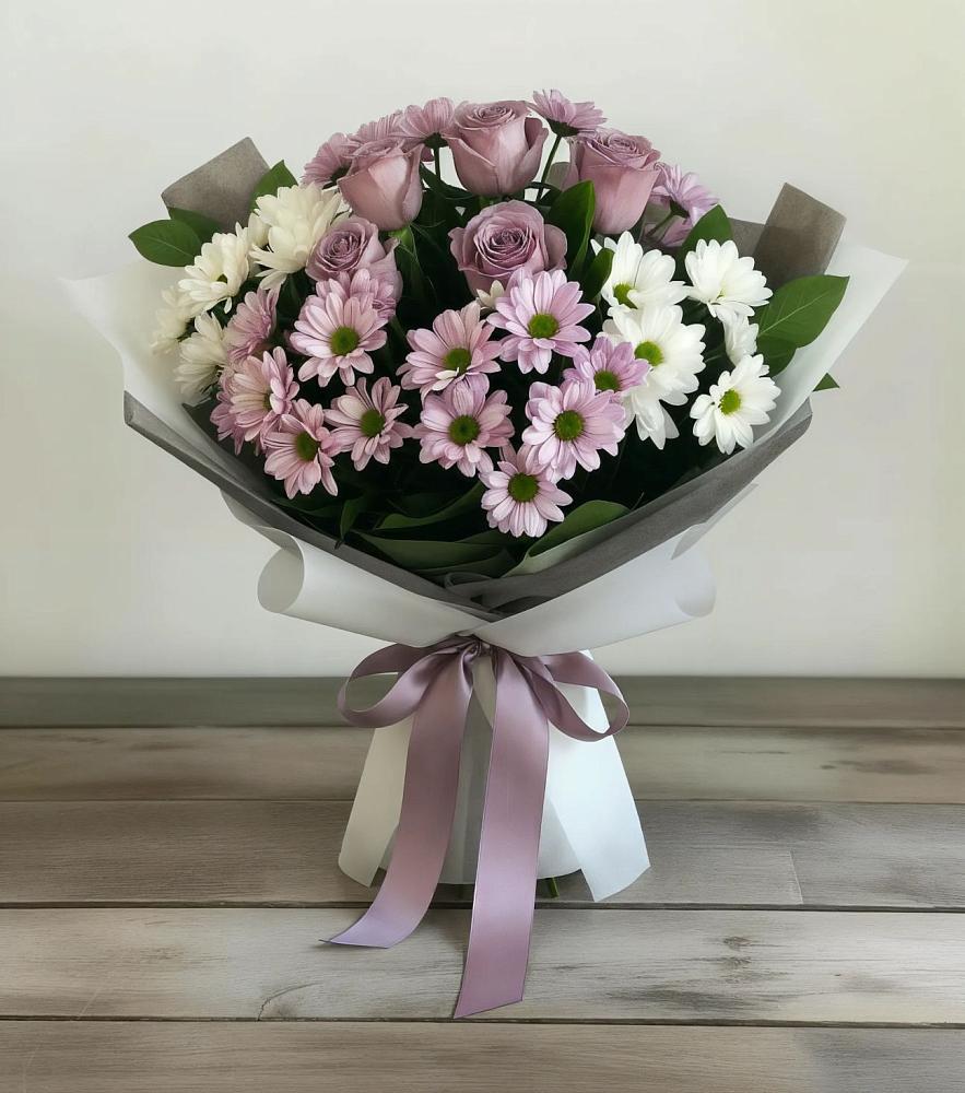 Букет цветов из: Хризантемы и Розы в Чапаевске