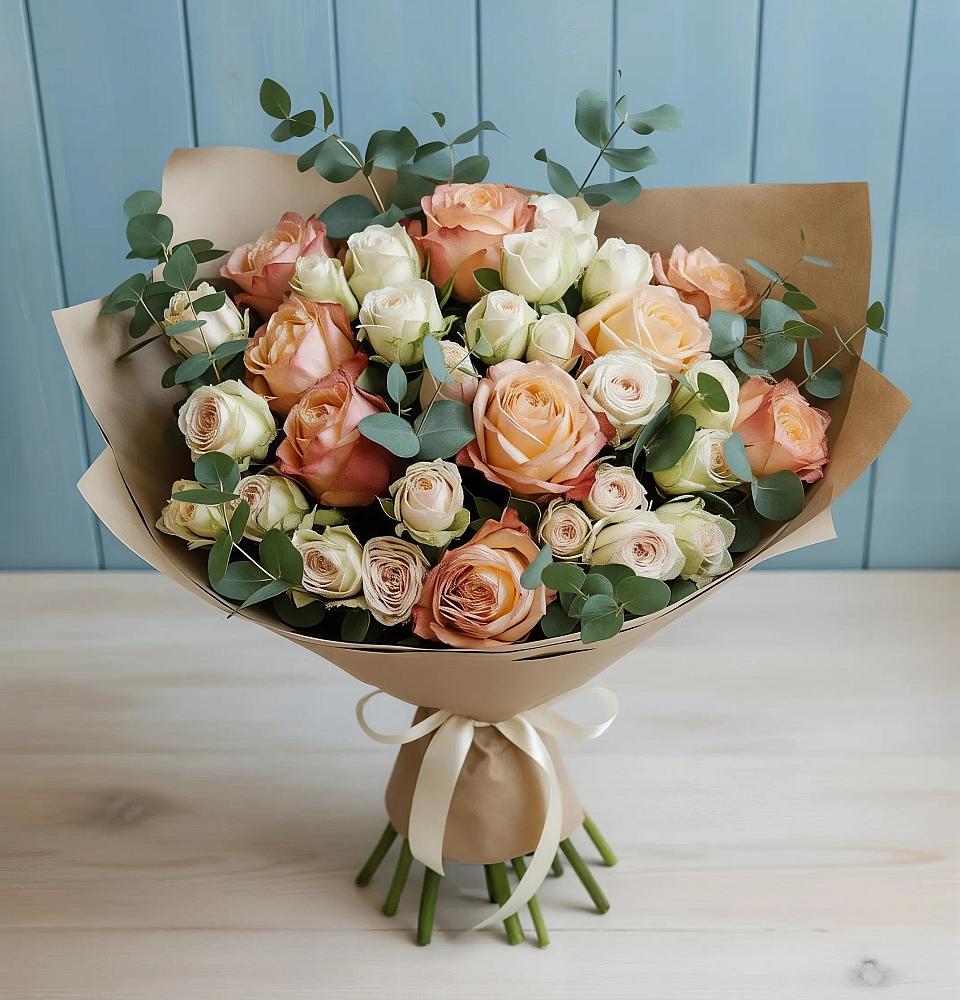 Букет цветов из: Альстромерии и Розы в Чапаевске