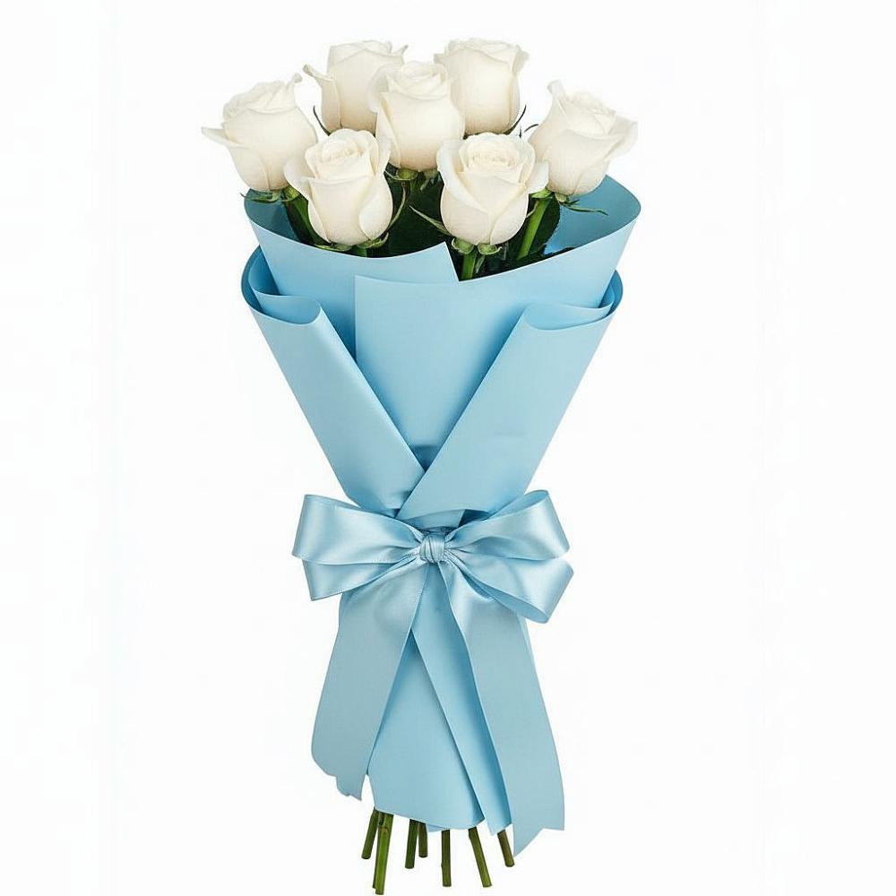 Букет 7 белых роз Проуд в Чапаевске