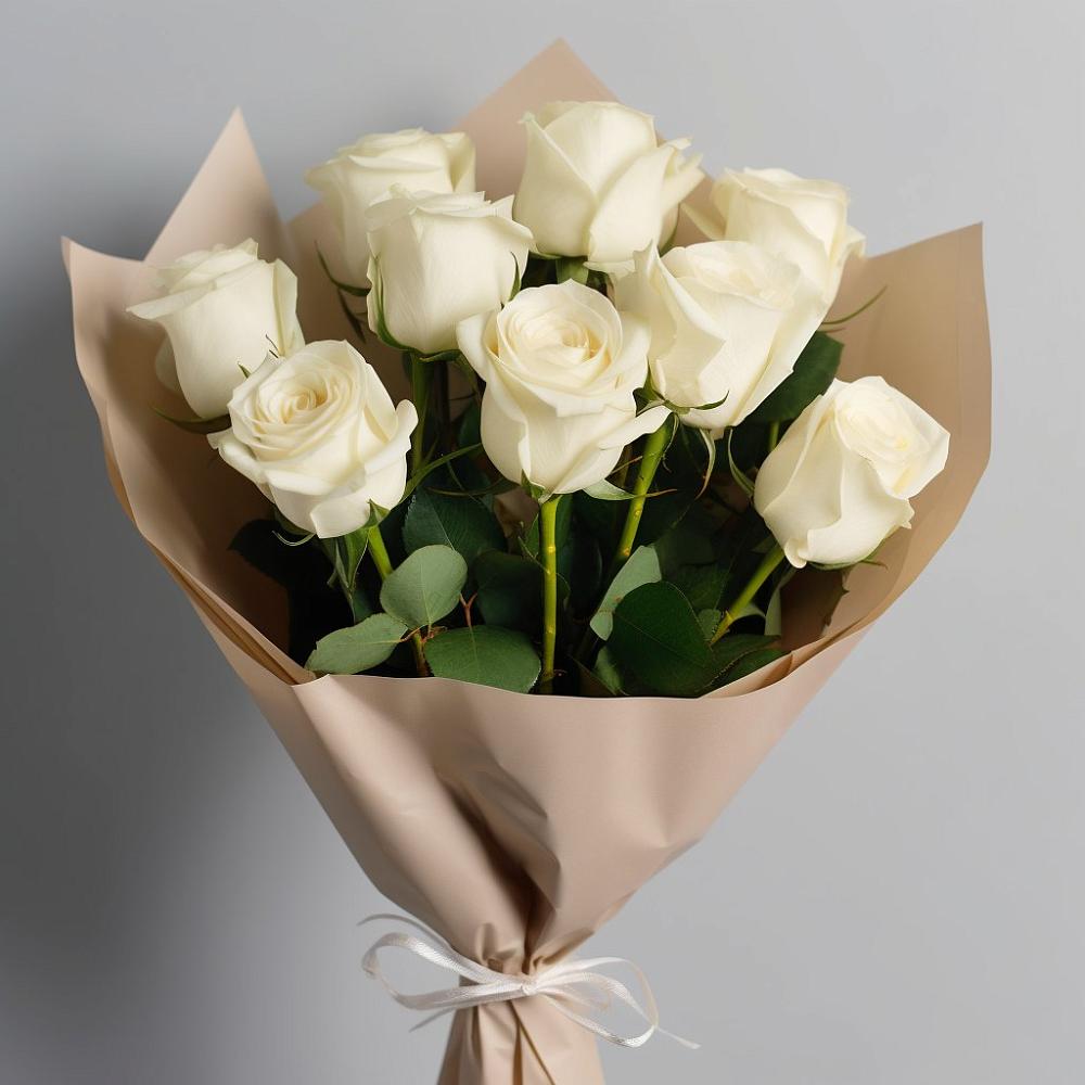 Букет 9 Белых роз Эдлесс Лав в Чапаевске