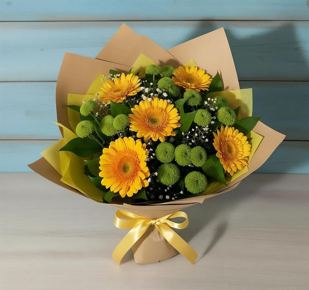 Букет цветов из: Герберы и Хризантемы в Чапаевске