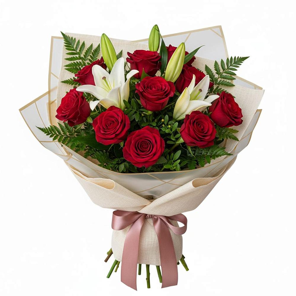 Букет цветов из: Лилии и Розы в Чапаевске