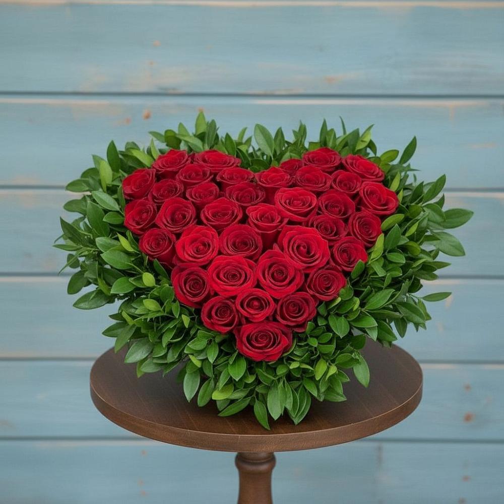 Цветочная композиция из Розы в виде сердца в Чапаевске