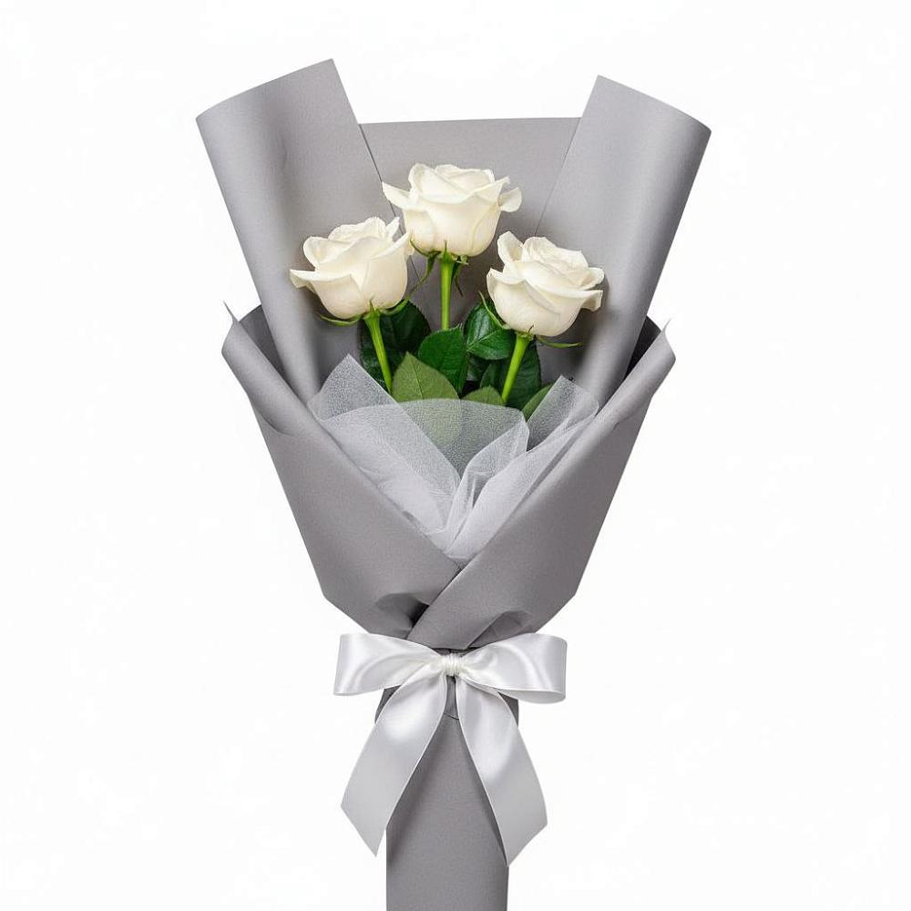 Букет 3 белые розы в Чапаевске